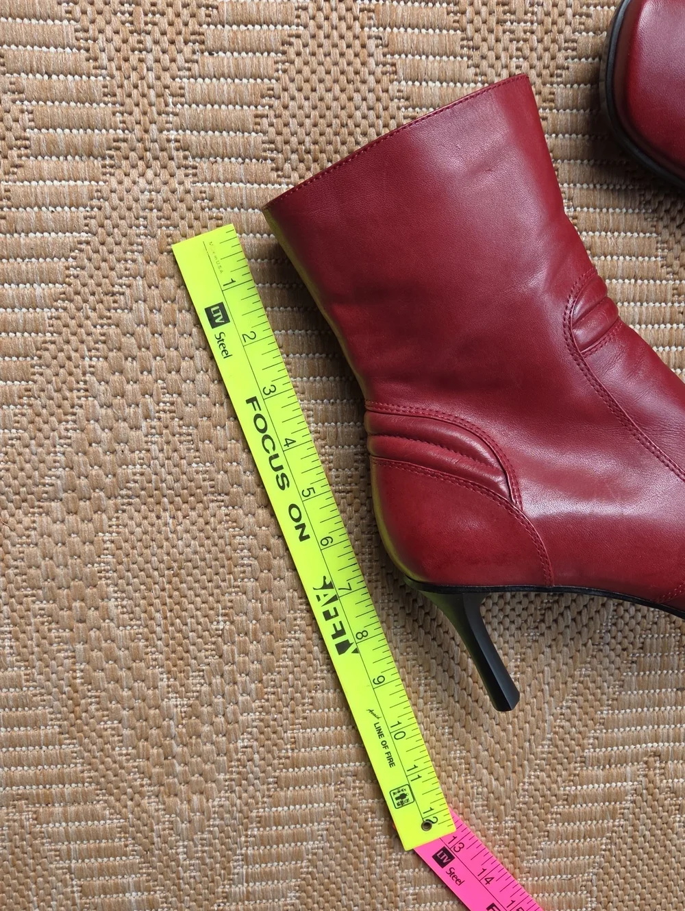 Women’s Red Leather Mid-Calf Boots - Picture 12 of 12